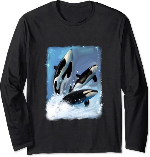 Orcas Jumping Killer Whale Sea life Long Sleeve T-Shirt