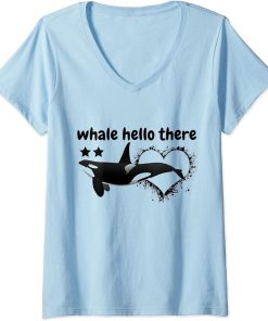 Womens Whale Hello There Orca V-Neck T-Shirt