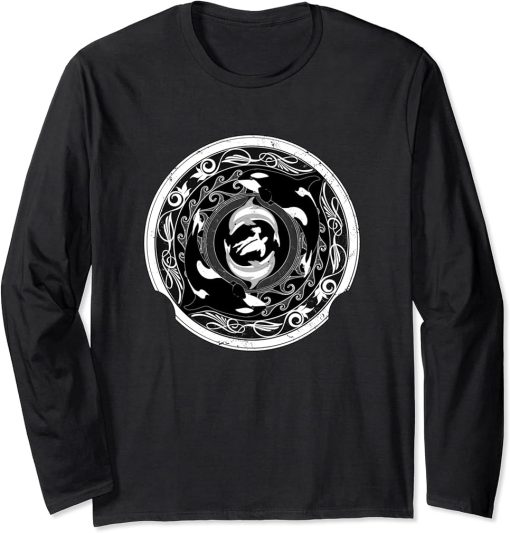 Orcas Dolphins and Sea Turtle with Freediver Long Sleeve T-Shirt