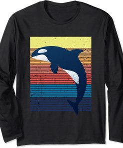 Funny Killer Whale Orca Retro Men Women Novelty Vintage Long Sleeve T-Shirt