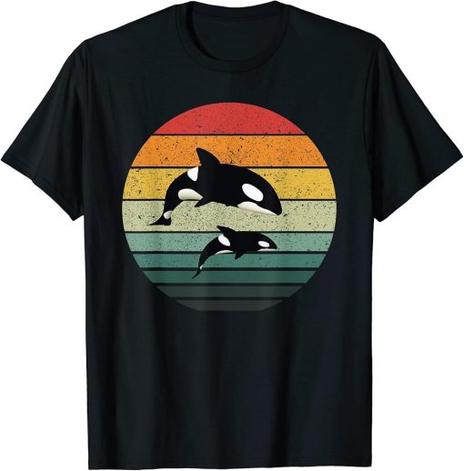 Orca Family Vintage Retro Art, Killer Whale Family T-Shirt